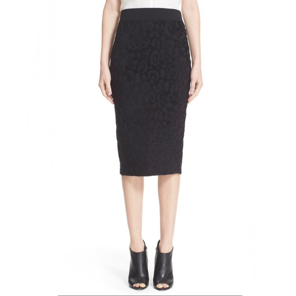 Burberry London Black Textured Leopard Spot Knit Skirt XS